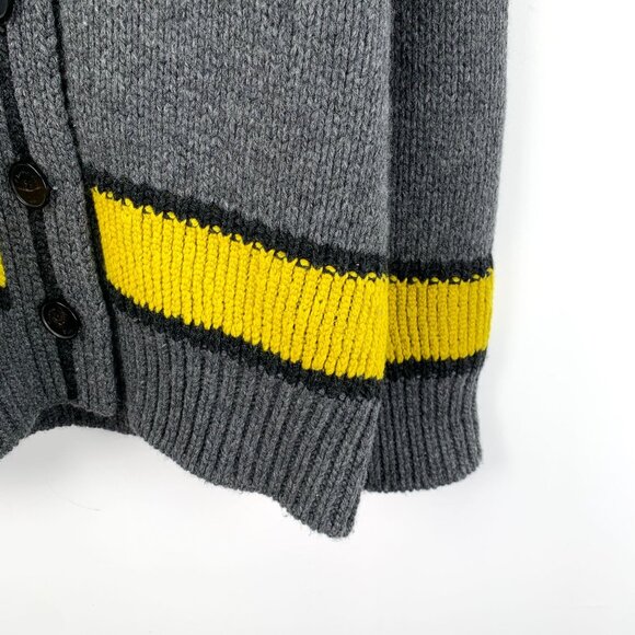 Christian Dior Dark Grey Wool & Cashmere Knitted Cardigan With Yellow Stripes & - Picture 5 of 7